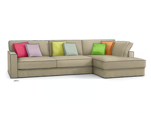 LONG ISLAND - 3 seater linen sofa with removable cover with chaise longue _ Roche Bobois